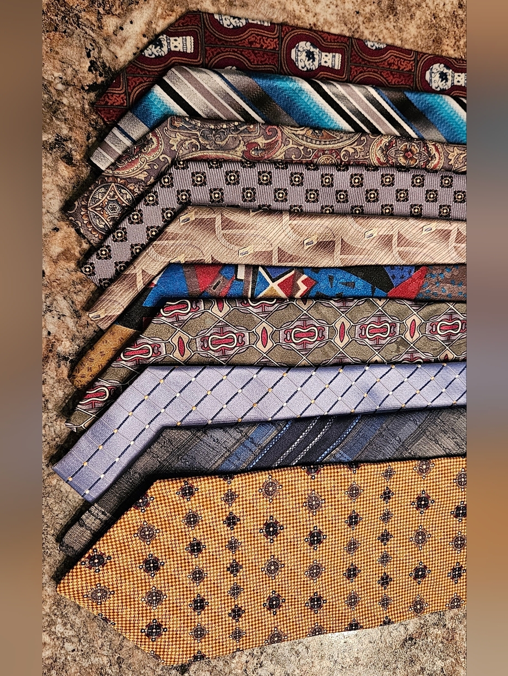 Vintage | Lot Of 10 Classic Men's Patterned Neckties Ties | Mostly Silk